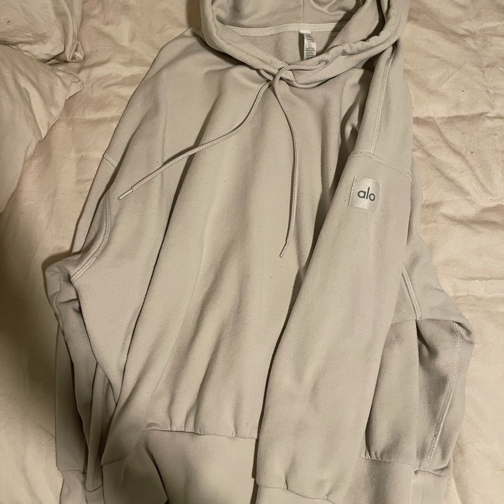 Alo Yoga Bone/Cream Hooded Sweatshirt